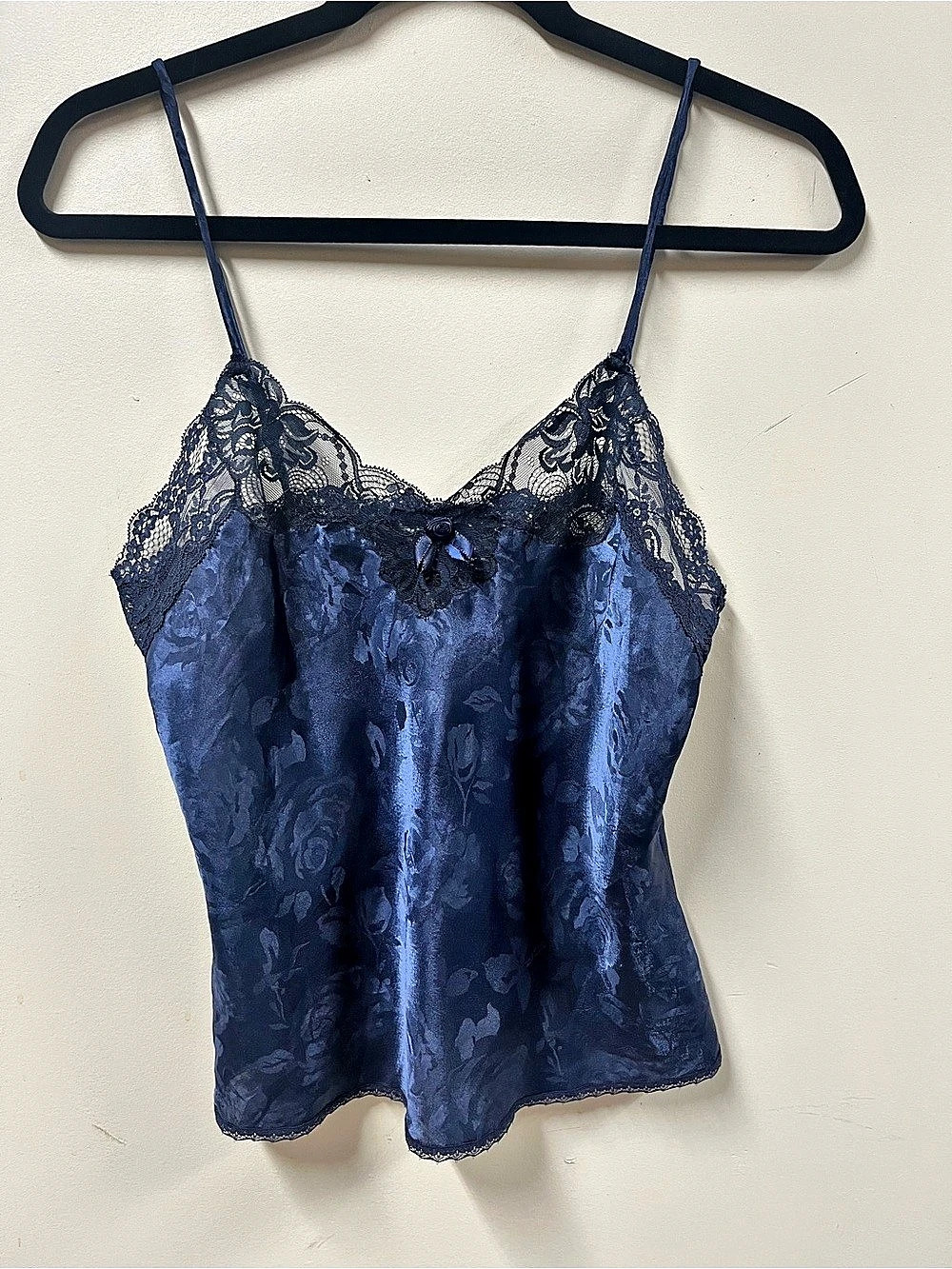 Vintage Christian Dior Floral Midnight Blue Lace Camisole